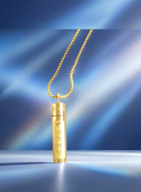 钛钢金色圆管吊坠项链呼吸缓压