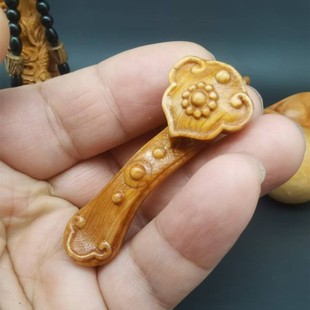 莲花如意手把件实木雕刻工艺品中式传统家居吉祥风水摆件