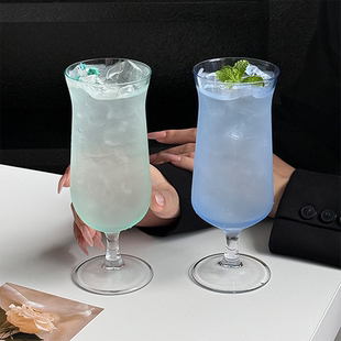 轻奢创意ins风高脚杯果茶杯反口玻璃杯子微醺特调鸡尾酒杯香槟杯