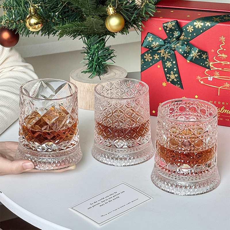 轻奢圣诞礼盒套装麦卡伦旋转酒杯威士忌洋酒杯玻璃杯送礼酒具高档