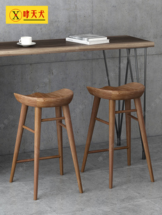 loft北欧原木酒吧椅咖啡厅实木吧台椅家用高脚凳吧凳收银台吧椅子