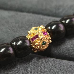 925纯银镀金擂鼓珠隔珠顶珠手持手串108老型DIY文玩配饰