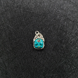 925纯银阿呆侧挂料器背云卡子吊坠文玩佛珠手串diy配饰