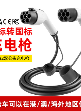 新能源汽车充电桩欧标Type2转国标GBT双头枪香港澳门充电桩延长线