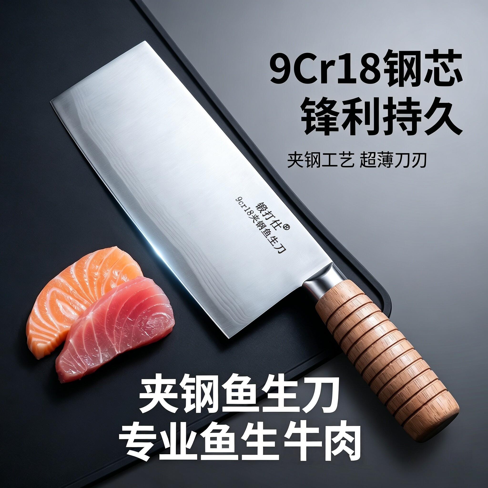 锻打仕超薄鱼生专用刀潮汕牛肉刀切刀家用菜刀刀具锋利厨师切片刀