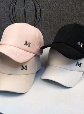 帽子女春夏韩版百搭时尚字母M标棒球帽潮人休闲防晒遮阳鸭舌帽男