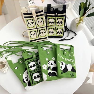 熊猫手机包小挎包迷你零钱单肩包