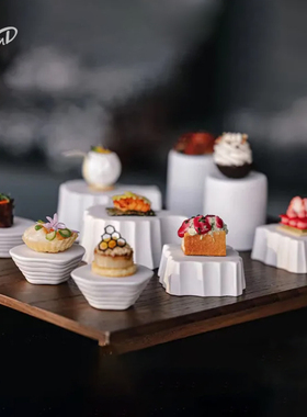 商用餐厅不规则异形位上点心碟白色高级感意境菜摆盘纯色点心小碟