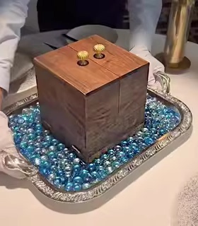 高档餐厅法式甜品木盒西餐厅创意分子料理盒点心盘精致下午茶餐具