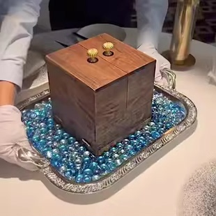 高档餐厅法式甜品木盒西餐厅创意分子料理盒点心盘精致下午茶餐具