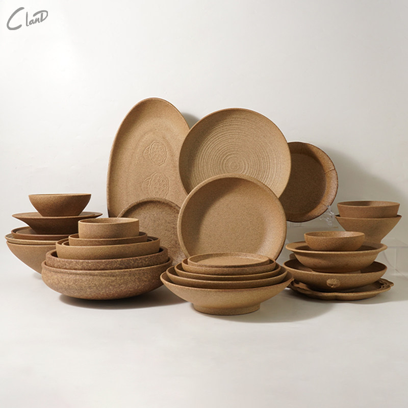 复古磨砂棕色圆边浅盘餐厅圆形意境菜西餐盘牛排意面盘子精致餐具,餐饮具,盘,淘宝优惠券,粉丝福利购,淘宝优惠卷