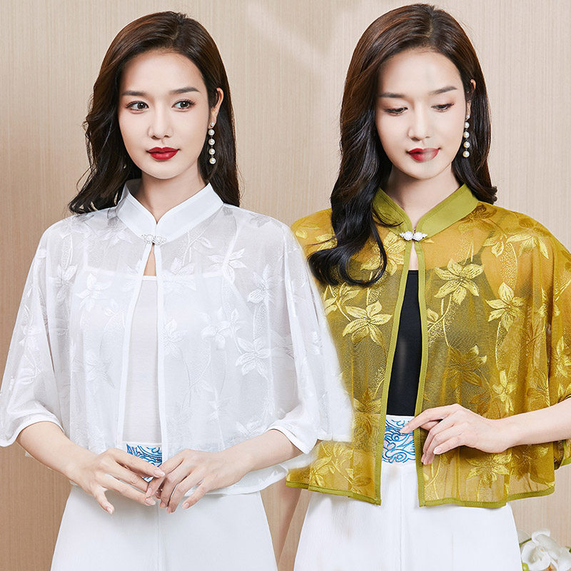 开衫外搭夏季薄款防晒衣女短款外穿外套小斗篷披肩裙子上衣百搭薄