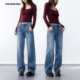 复古水洗100%棉挺括休闲直筒长裤 美式 Dad中腰牛仔裤 Baggy 女 神髓