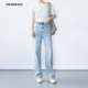 休闲裤 twosweet 直筒浅蓝牛仔裤 女重磅棉弹美式 显高修长裤 窄版