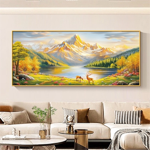 日照金山画沙发背景墙装饰画聚宝盆聚财现代简约新款客厅壁画挂画