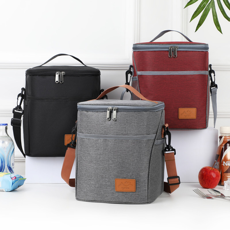 新款斜挎大容量保温便当包学生午餐带饭包户外野餐保冷午餐饭盒袋
