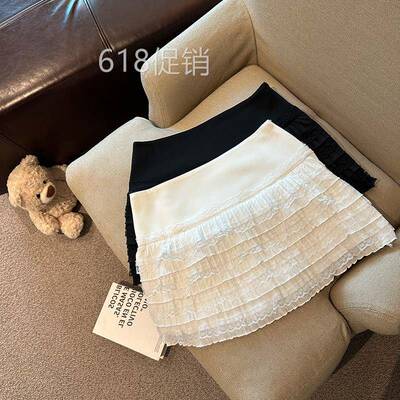 Jade Closet直营店推荐~纯欲风甜辣妹层层蕾丝花边防走光半身短裙