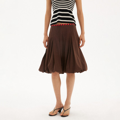 597c原创夏季新款撞色褶皱半裙