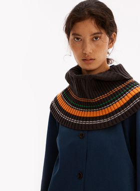 597c原创毛织披肩针织高领围脖法式复古羊毛厚保暖叠搭冬围巾礼物