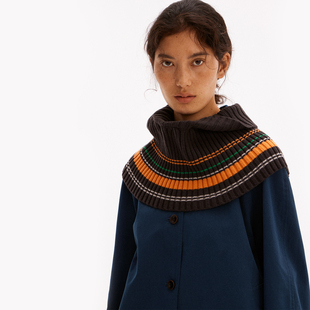 复古羊毛厚保暖叠搭冬围巾礼物 597c原创毛织披肩针织高领围脖法式