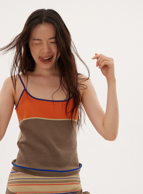 597c原创拼色纯棉吊带背心女内搭外穿家居夏日凉爽吸汗遮副乳无袖