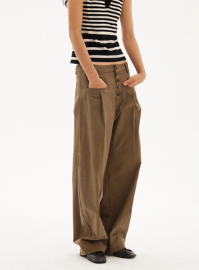 597c原创廓形休闲弯刀裤夏季薄款垂坠感小个子香蕉裤显瘦长裤男女