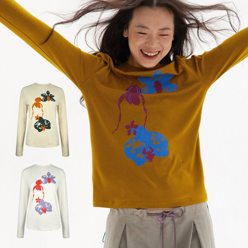 597c薄款宽松T恤印花女长袖