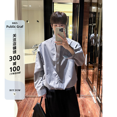 休闲假两件T恤拼接衬衫