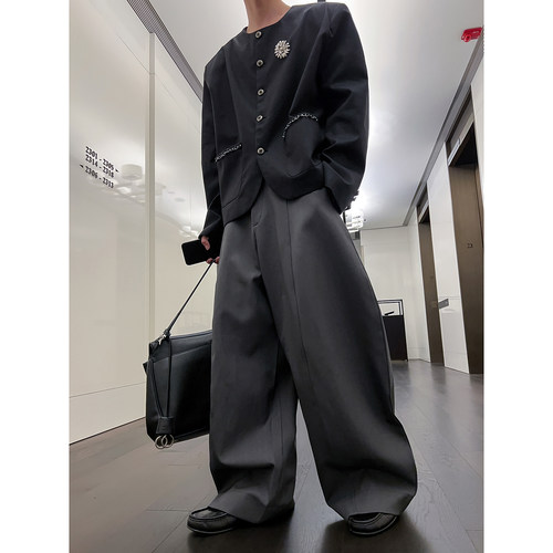 弯刀廓形垂感百搭休闲西裤