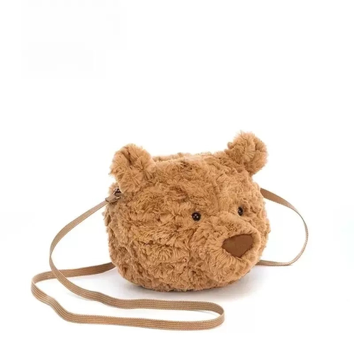 英国Jellycat巴塞罗熊包包熊头包包毛绒小熊背包斜挎包学生礼物