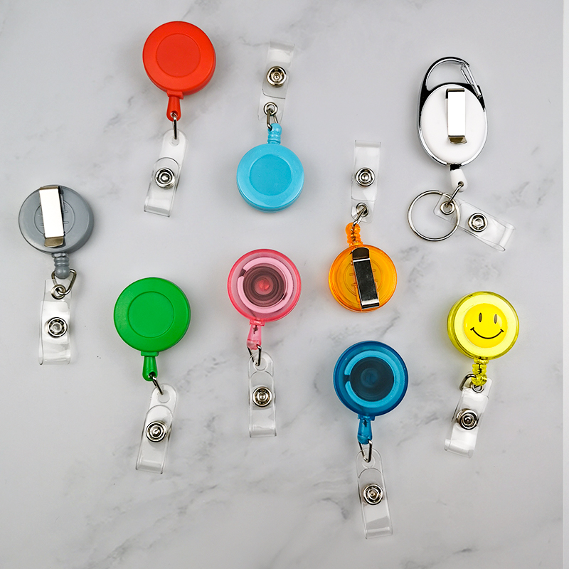 笑脸易拉扣伸缩扣可爱员工厂牌工作证夹子医生护士胸牌滴胶diy