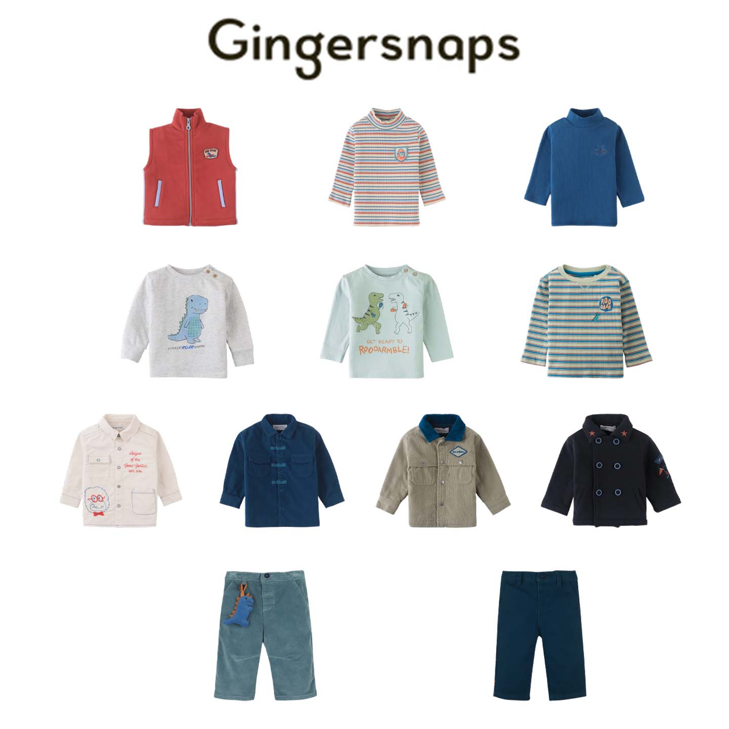 gingersnaps 25秋冬新款男童小宝宝休闲马甲毛衣外套裤子