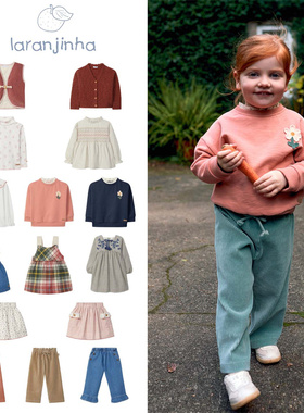 Laranjinha25秋冬新款宝宝女小童马甲衬衣开衫卫衣牛仔裙子裤子5Z