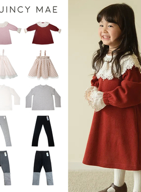 Quincy Mae25秋冬新款小宝宝男女儿童长袖连衣裙上衣加厚打底长裤