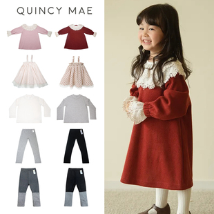 Quincy Mae25秋冬新款宝宝男女儿童长袖连衣裙上衣加厚打底长裤7