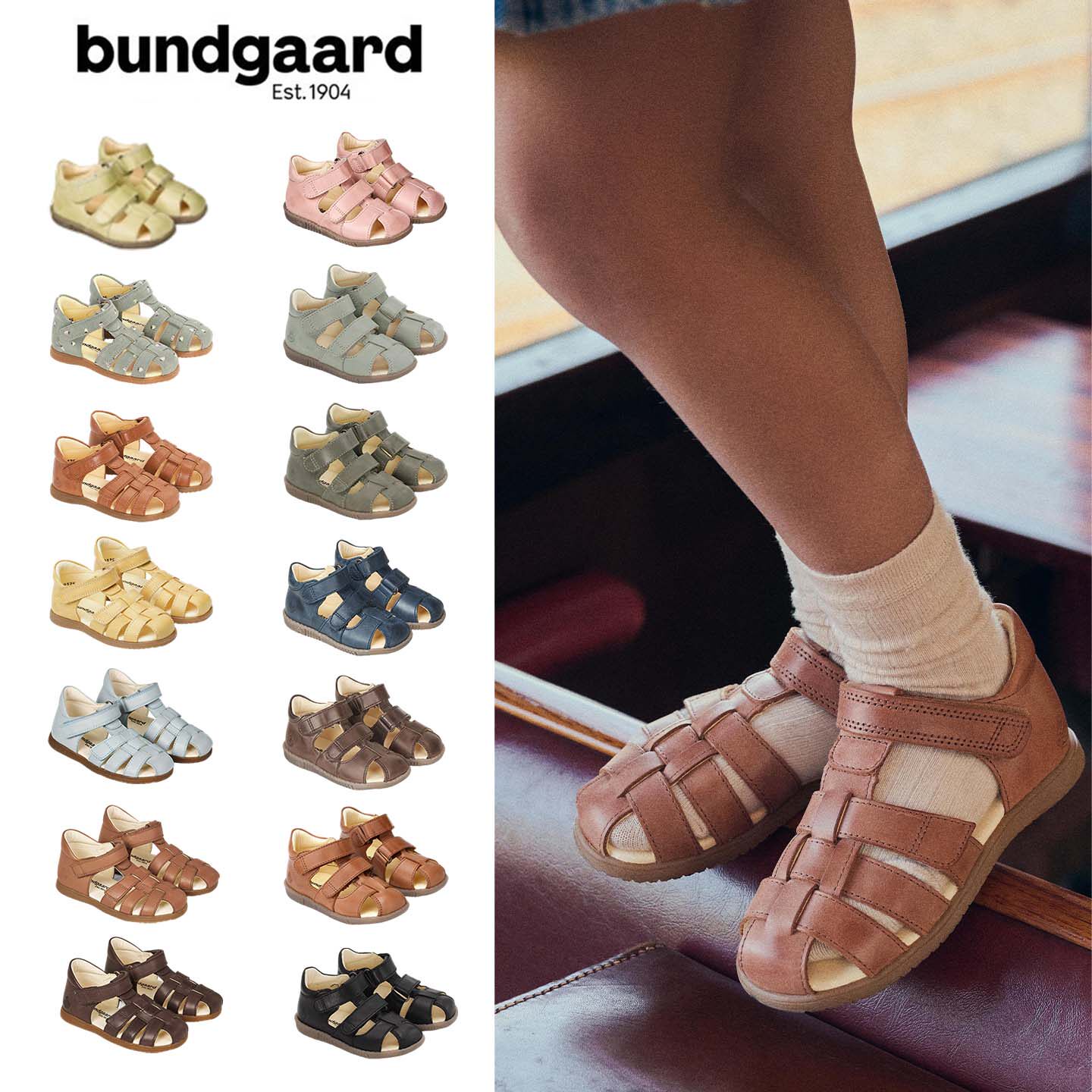 兔子鞋bundgaard夏季新款小宝宝男女儿童魔术贴包头运动皮鞋凉鞋
