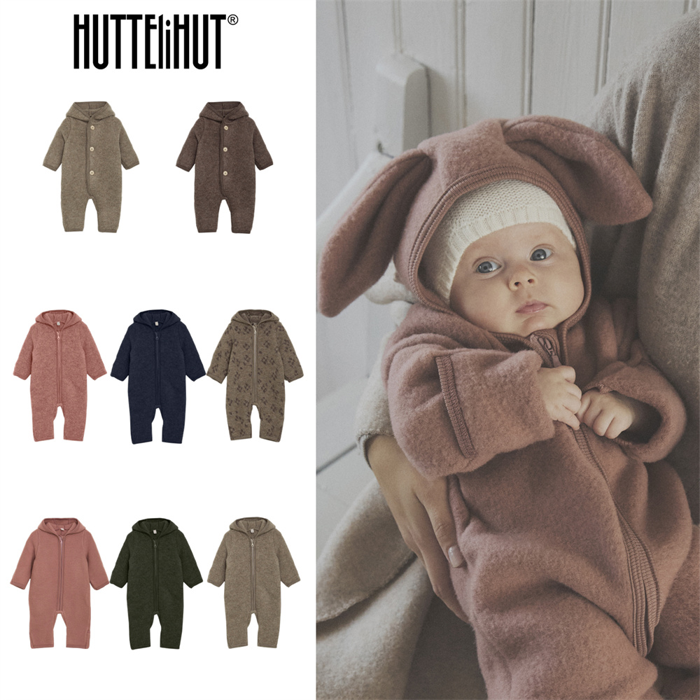 Huttelihut25秋冬新款婴儿男女小童宝宝羊毛保暖抓绒连体衣外出服