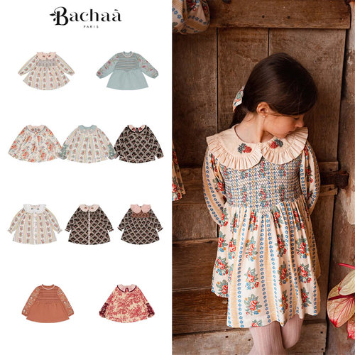 法式甜美儿童长袖衬衣连衣裙