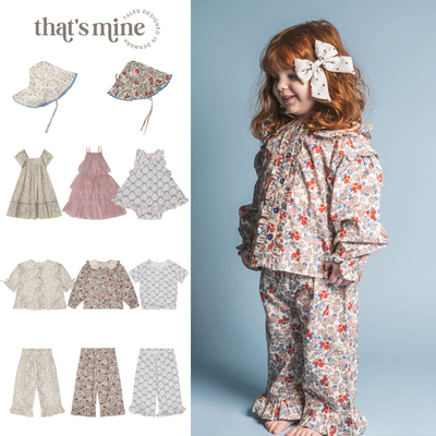 碎花有机棉连衣裙包屁裙遮阳帽