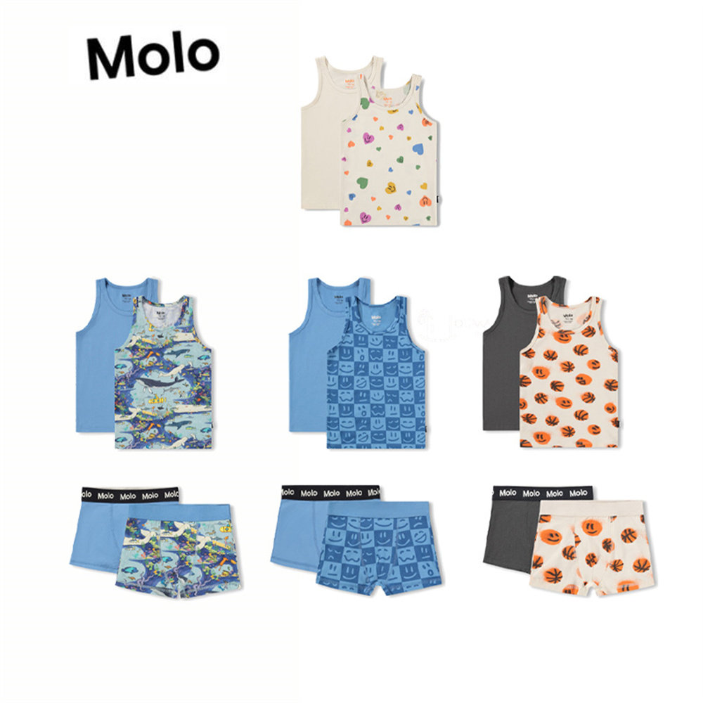 Molo 26春夏新款儿童爱心卡通背心内衣内裤睡衣家居服