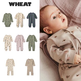 Wheat25秋冬新款婴儿宝宝男女童侧开哈衣长袖包屁衣卡通连体衣5Z