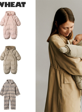 Wheat25秋冬新款男女儿童小宝宝外出加厚保暖连体衣连体棉服5Z