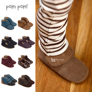 pompom婴儿童皮鞋学步鞋袜春秋新款防滑男女童宝宝柔软舒适3Z