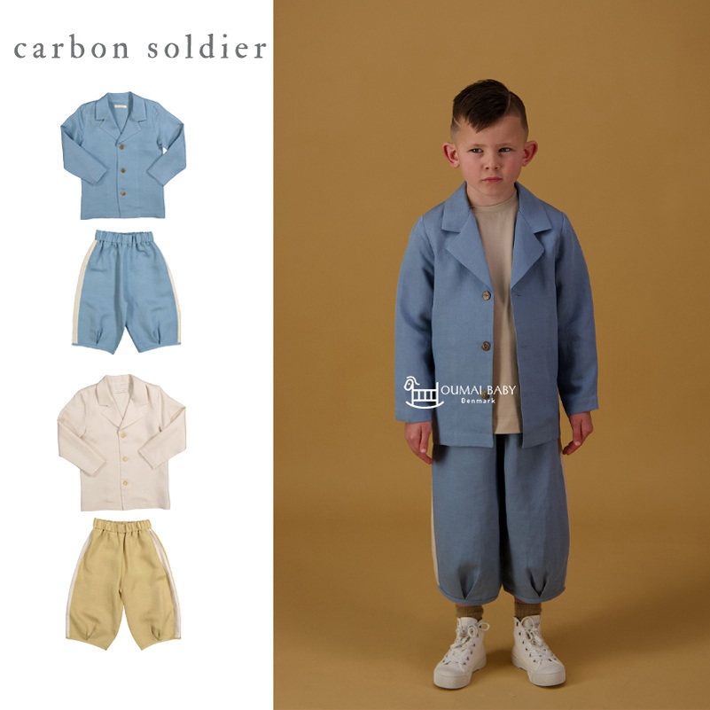 Carbon Soldier春夏新款宝宝男女童长裤西装西服薄外套七分裤子5