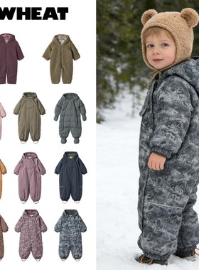 Wheat秋冬款新生婴儿宝宝男女小童加厚连体防风滑雪服连体棉服5Z
