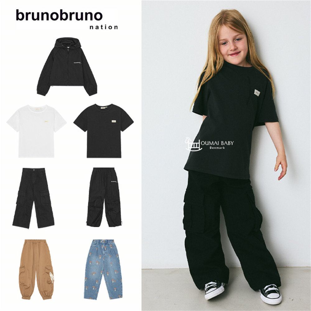 Brunobruno26春夏款男女小童纯色短袖T恤休闲工装裤风衣牛仔裤7Z