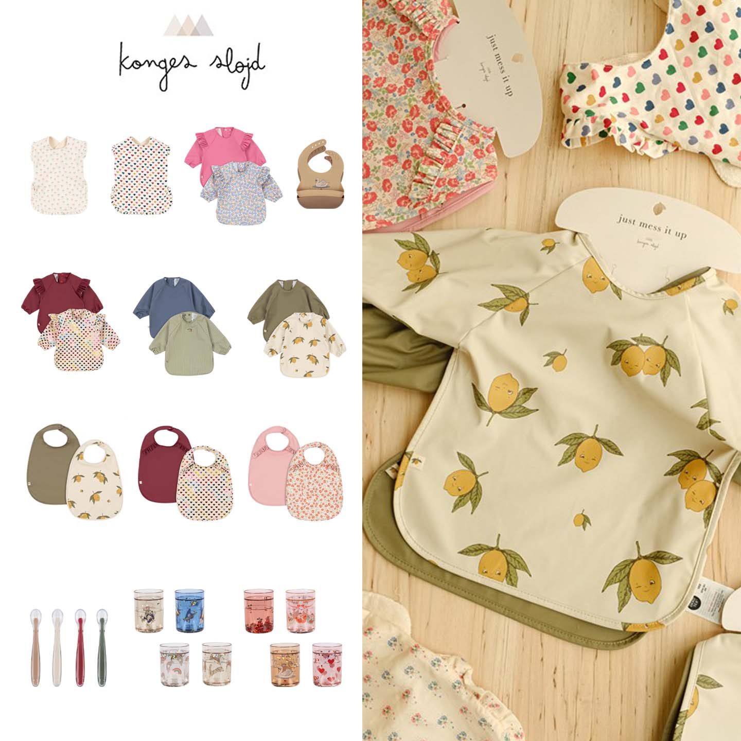 Konges Slojd25新款婴儿宝宝男女小童辅食围兜罩衣反穿衣水杯勺子,童装/婴儿装/亲子装,套装,淘宝优惠券,粉丝福利购,淘宝优惠卷