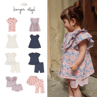 Konges slojd26春夏新款小宝宝女童日常印花短袖衬衣裤子裙子