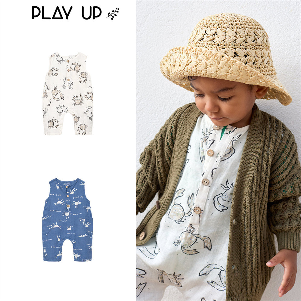 5折葡萄牙play up26春夏款婴儿宝宝男女小童卡通无袖包屁衣连体衣
