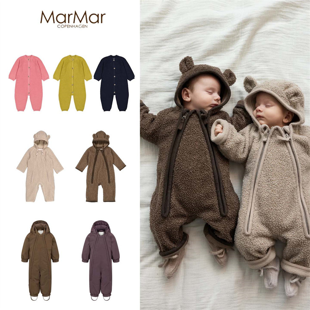 Marmar25秋冬款小宝宝男女童纯色连帽摇粒绒针织连体衣滑雪棉服7
